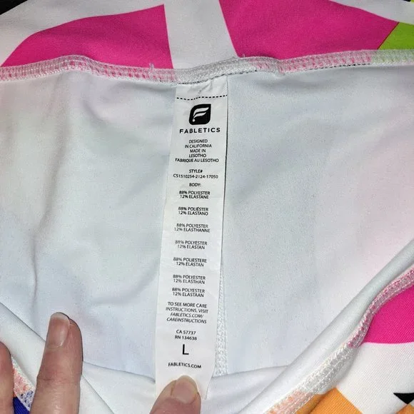 Fabletics Powerhold Salar Capri Women's Large Colorful 80's Print - Picture 2 of 9